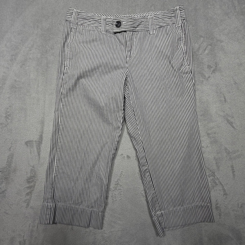 Classic Coastal Gap Hickory Stripe Capri Pants Size 4 Blue‎ White 100% Cotton